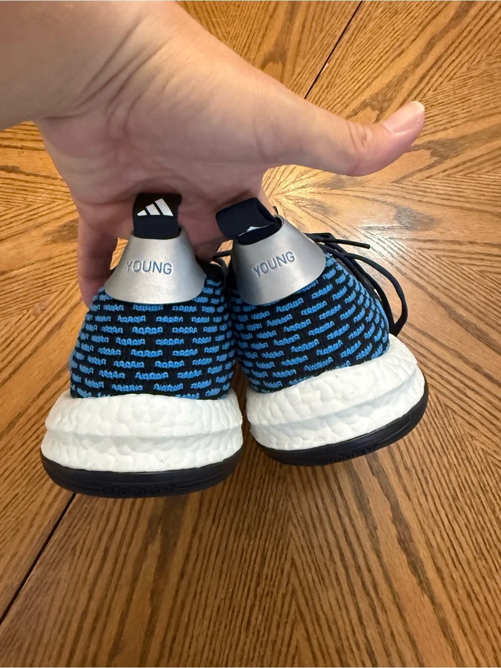 adidas Trae Young Navy and White Athletic Sneakers